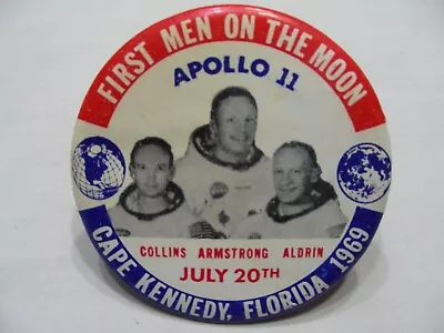 FIRST MEN ON THE MOON - APOLLO 11 - 1969 - Vintage 3 1/2  Button! • $5.24