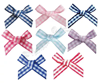 Gingham Tartan Check Ribbon Bows 7mm 15mm 10 Colours Choose Pack Size Free Post • £2.59