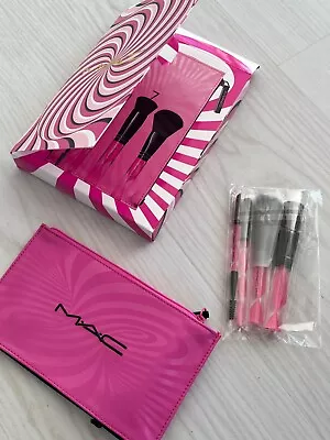 MAC Wave Your Wand Brush 5pc Kit Face Eye Shadow Brow Cosmetic Bag BRAND NEW • $40