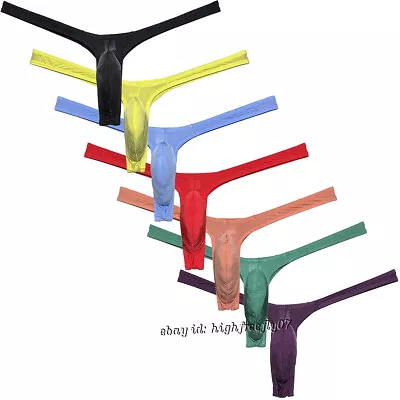 Mens Shiny Bikini Thong Underwear Sexy G-string Jockstrap Minimum Coverae T-Back • $6.99