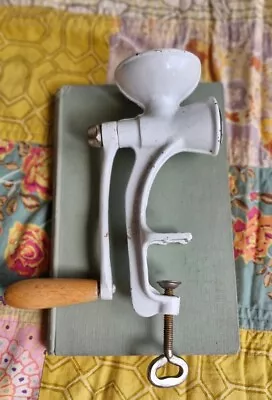 Vintage German Cast Iron Coffee Or Spice Grinder. Table Mounting. Wooden Handle • $49