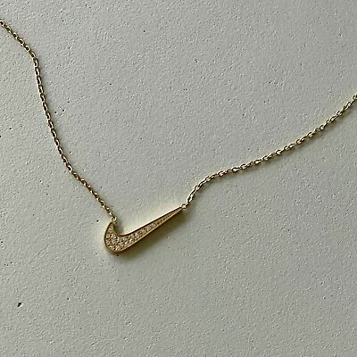 Sparkling Minimalist Nike Gold Necklace - AAA CZ Pendant - Nike Swoosh Necklace • $25