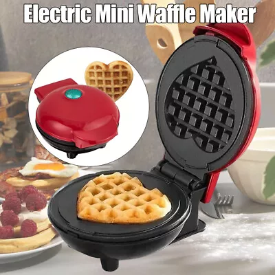 Mini Waffle Maker Electric Pancake Machine Heart Non Stick Breakfast Waffle Cake • £11.27