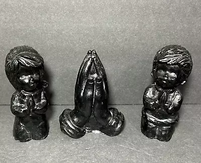 Vintage Hand Carved West Virginia Coal Praying Boy/Girl/Hand Figurines • $14.99