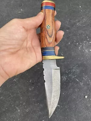 8”Handmade /Forged Damascus Steel Knife W/ Wood Handle& Sheath ZH 13/Axe/pro Max • $45