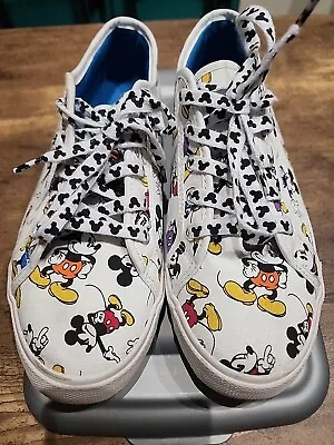 Disney Parks Canvas Shoes Sneakers Classic Mickey Mouse Print Women’s Size 10 • $19.95