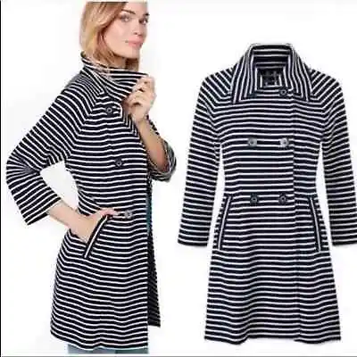 CAbi Maritime Striped Navy Nautical Sailor Trench Coat Jacket 5151 Size XS • $27