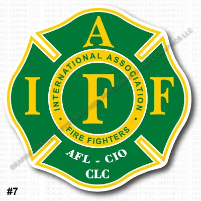 IAFF Firefighter HELMET Decal 2  Sticker Green Yellow White Laminated 0394 • $3.49