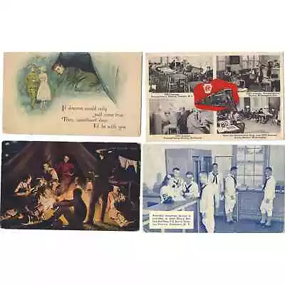 Lot Of 4 Vintage Postcards Military Related - Lot 603 • $9