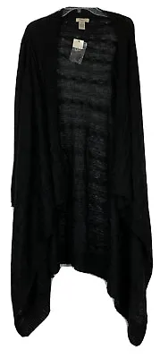 VERTIGO Open Cardigan Long Duster Women’s Size S Thin Knit Black Mohair Blend • $14.99