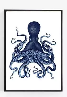 Octopus Nautical Picture Poster Print Blue Bathroom Unframed A4 Home Decor 1 • £3.99