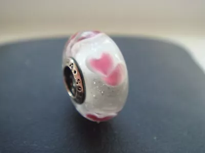 Genuine Pandora Murano Wild Hearts  Glass S925 Ale Glass Bead Charm 791649 • £0.99