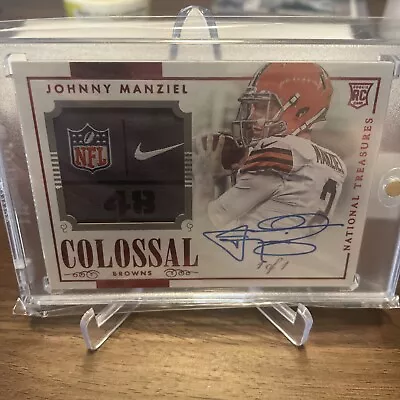 2014 National Treasures Johnny Manziel Colossal Laundry Tag Patch Auto RC #1/1 • $399.99