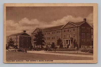 Postcard Barracks Fort George G. Meade Maryland C1944 Vintage Cars • $5.99