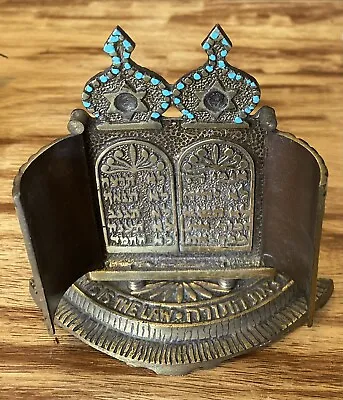 Vintage Israeli Bronze / Metalware Ten Commandments Doors Open 5.25”L • $19.90