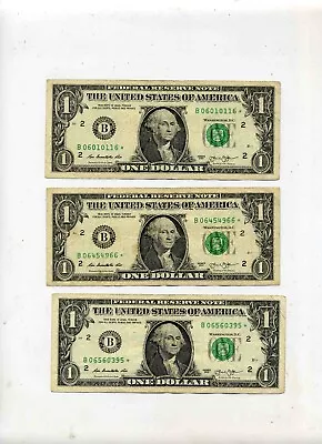 3 Bills With 2013 B  -  Star Note Dollar   - Duplicates • $600