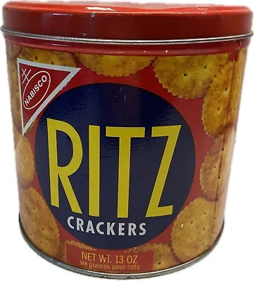 VINTAGE 1977 RITZ CRACKERS 13oz TIN CAN NABISCO NEW JERSEY ENGLISH & SPANISH • $14