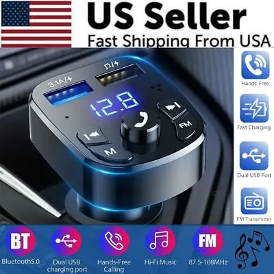 Camecho Bluetooth Wireless Car FM Transmitter AUX Receiver Adapter 2 USB Charger • $6.99