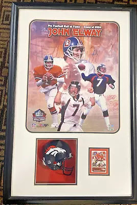 John Elway Signed 34 X 22  Framed W Mini Helmet   Mounted Memories  Holograms • $200