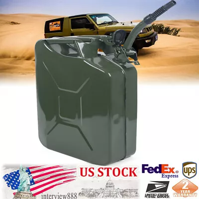 20L Vintage Green Metal Gas Can Fuel 5 Gallon Jeep Steel USA • $37.90