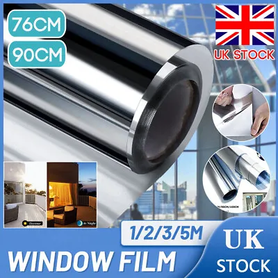 One Way Mirror Window Film Reflective Home Privacy Solar Tint Foil Glass Sticker • £36.99