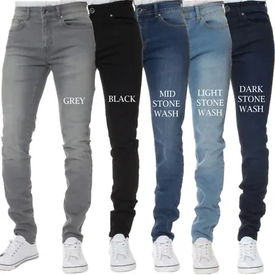 £13.49 • Buy Mens KRUZE Super Stretch Skinny Jeans Slim Fit Basic Pants All Waist & Leg Sizes