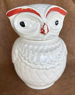 Vintage 1950’s Retro OWL Cookie Jar American Bisque 10.5” Hand Painted Ceramic • $39.50