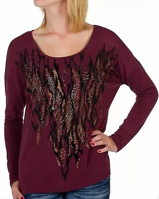 Miss Me Mixed Hardware Embellished Top Womens S Plum W/ Ruched Back NWT • $2.98