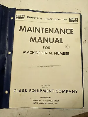 Clark Powrworker Stacker “d” Maintenance Manual 1967 Stand Up Pallet • £43.38