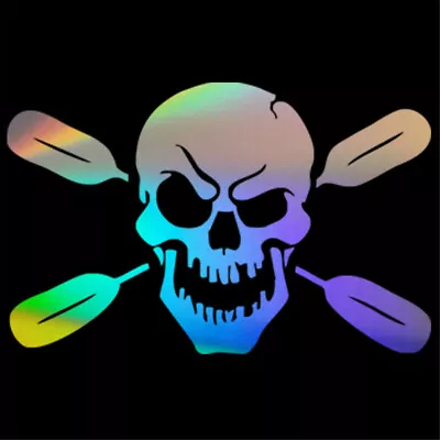 £3.71 • Buy 2pcs Skull With Oars Paddle Vinyl Decal Sticker Kayak Fishing Car Skate Surf