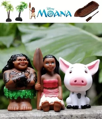 MOANA Figures Toyes Maui Pua Pig Cake Toppers Lego Canoe Coconut Palm Tree NEW • $7.95