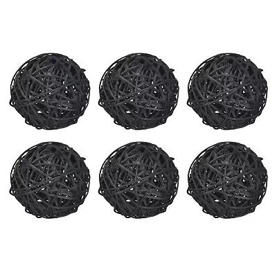 6 Pcs Wicker Rattan Balls 3.2 Inch Rattan Balls Vase Fillers Black • $8.85