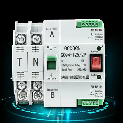 £33.83 • Buy Smart Automatic Transfer Switch 2P 63A 230V Circuit Breaker Generator Dual Power