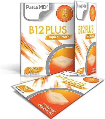 B12 Energy Plus™ 30 Daily Topical Patches. 100% Natural & Vegan. Allergy & Fille • £32.73