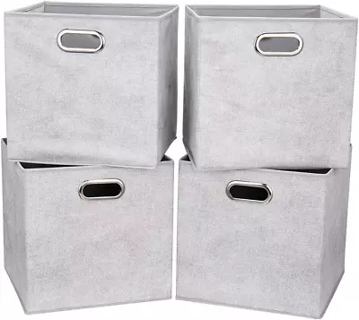 Cloth Storage Bins Set Of 4 Thick Fabric Drawers Foldable Cubes Basket • £45.35