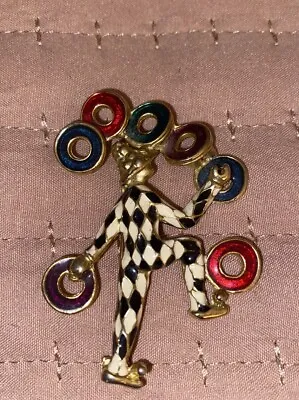 Juggling Circus Clown Figural Enamel Brooch Pin-Vintage Unique • $25