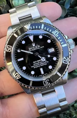 2007 Rolex Sea-Dweller 16600T NO-HOLES 40mm Stainless Steel Black Watch • $7995