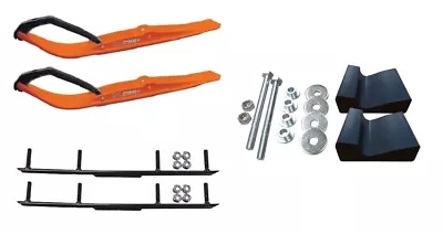 C&A Pro Orange Razor Snowmobile Skis W/ 4  Round Bars Complete Kit • $359.92