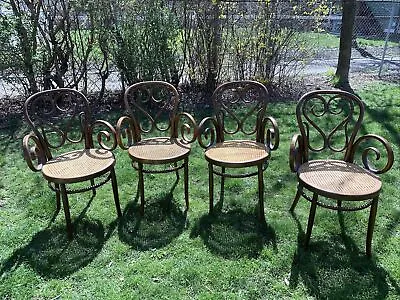 $1800 • Buy Vintage Thonet Cafe Daum Bentwood Rattan Chair X 4