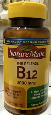 Nature Made Time Release B12 1000 Mcg 75 Tabs Exp 3/2025 • $10.74
