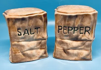 E.S. Molds 1970's Brown Paper Bag Salt & Pepper Shaker Set • $14.99