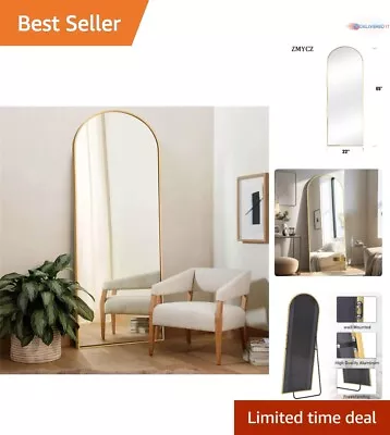 Arched Floor Mirror: 65 X22  Full Length - Standing Or Wall Mounted - Gold • $94.03