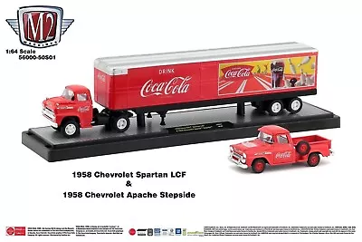 M2 Machines Coca-Cola Auto-Haulers 50S01 Spartan LCF & 1958 Chevrolet Apache • $50