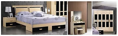 £899 • Buy CHARLTON Oak & Black Italian Super King Bedroom Set 809 Full Range Available