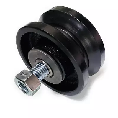 4  Cast Iron V Groove Wheel Roller Double Bearing Rolling Sliding Gates Black • $31.40