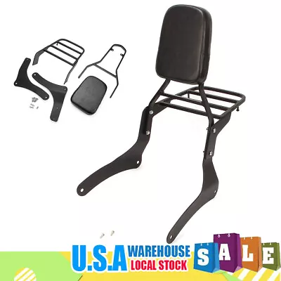 Black Backrest Sissy Bar & Luggage Rack For Kawasaki Vulcan 900 VN900 1996-2018 • $93.57