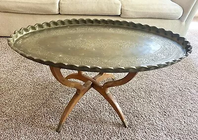 Vintage Mid Century 1950’s Rare Moroccan Brass Indian Coffee TABLE Antique • $1895