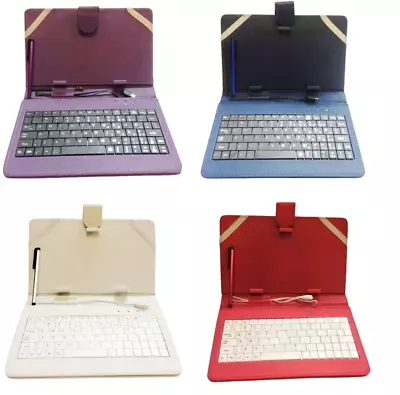 8'' Inch Faux Leather Case Cover Micro USB Keyboard Stylus For Android Tablet • £7.99