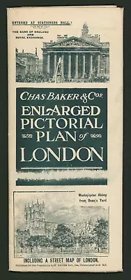 Enlarged Pictorial Plan Of London Foldout Map. Chas. Baker & Co. C.1912 • $40