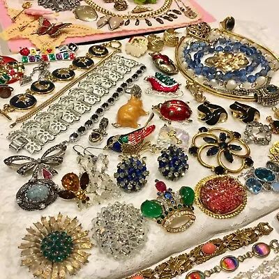 Vintage Pin Earrings Bracelet Jewelry Lot WEISS TRIFARI CORO GOLDETTE SIGNED/UN • $599